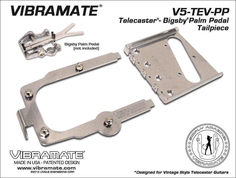 Vibramate V5-TEV Stage II Palm Pedal Telecaster Mounting Kit - Click Image to Close